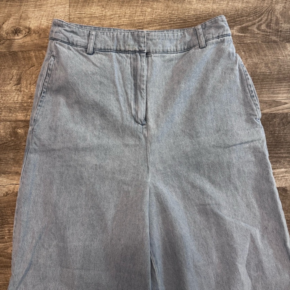 House of Harlow 1960 High Rise Blue Cotton Wide Leg Pants Womens Sz. 6 - Picture 3 of 11